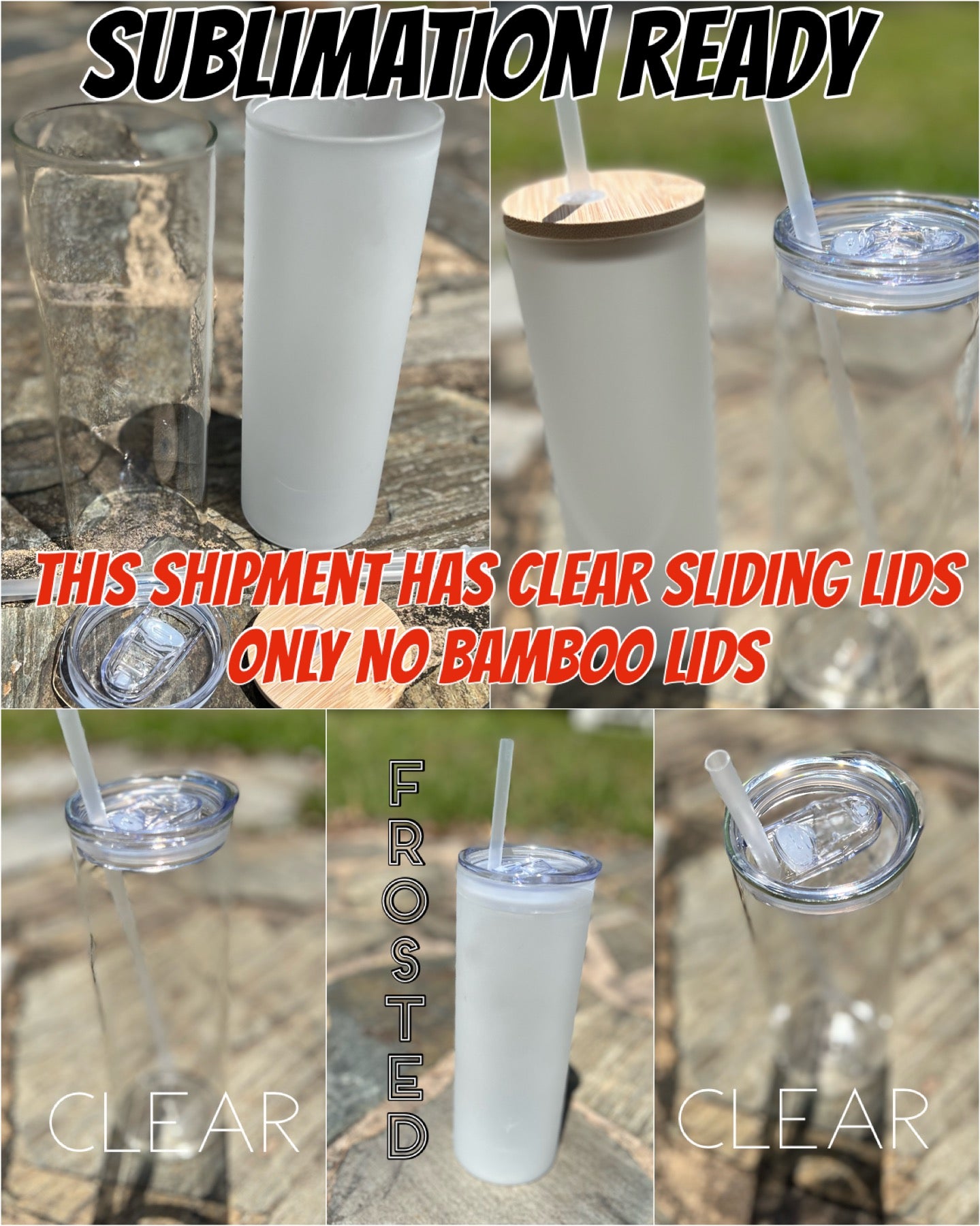 Drinkware : Sublimation Glass Bamboo Lid