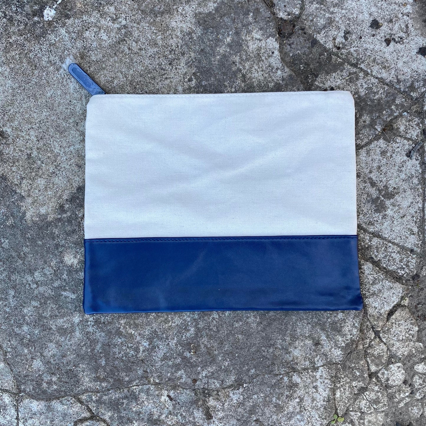 Bags: Canvas Leather Bottom Pouch