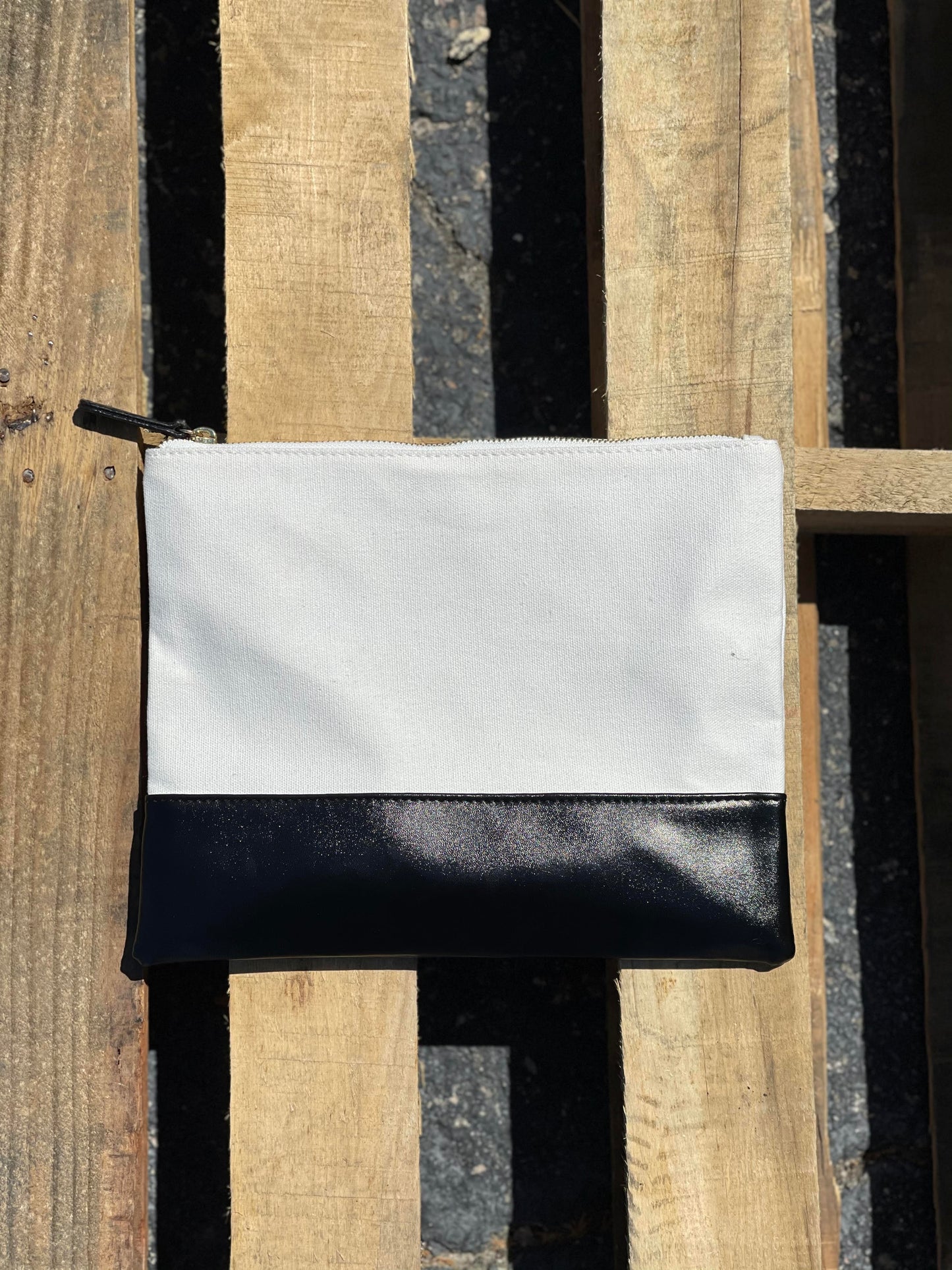Bags: Canvas Leather Bottom Pouch